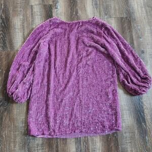 Retrofete Grace Sequin Dress in Purple Size XS Long Sleeve Mini Key Hole
